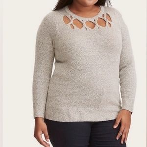 Torrid Gray Slash Yoke Raglan Pullover Sweater